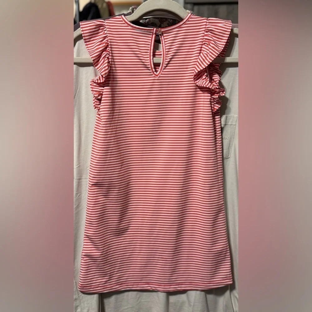 Vineyard Vines Girl’s Striped Pink/Red Flutter Sleeve Dress